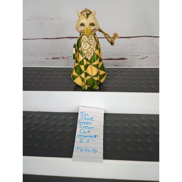 Jim Shore Cat Ornament Green Cream White‎ Figurine Felicity 2006 4006318 - Picture 1 of 5